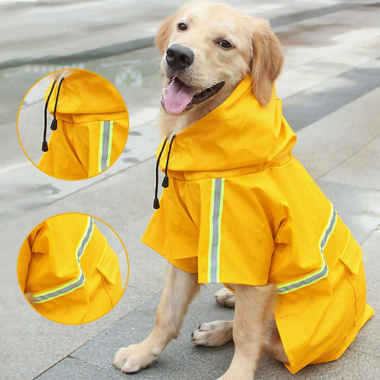 Dog Raincoat, Waterproof Dog Rain Jacket With Safety Reflective Stripe For Dogs And Puppies