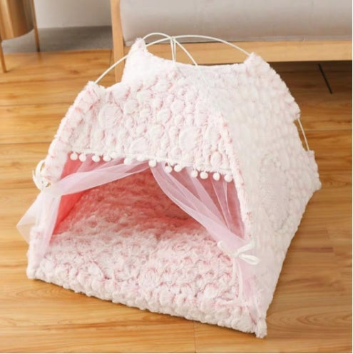 Semi-enclosed pet bed