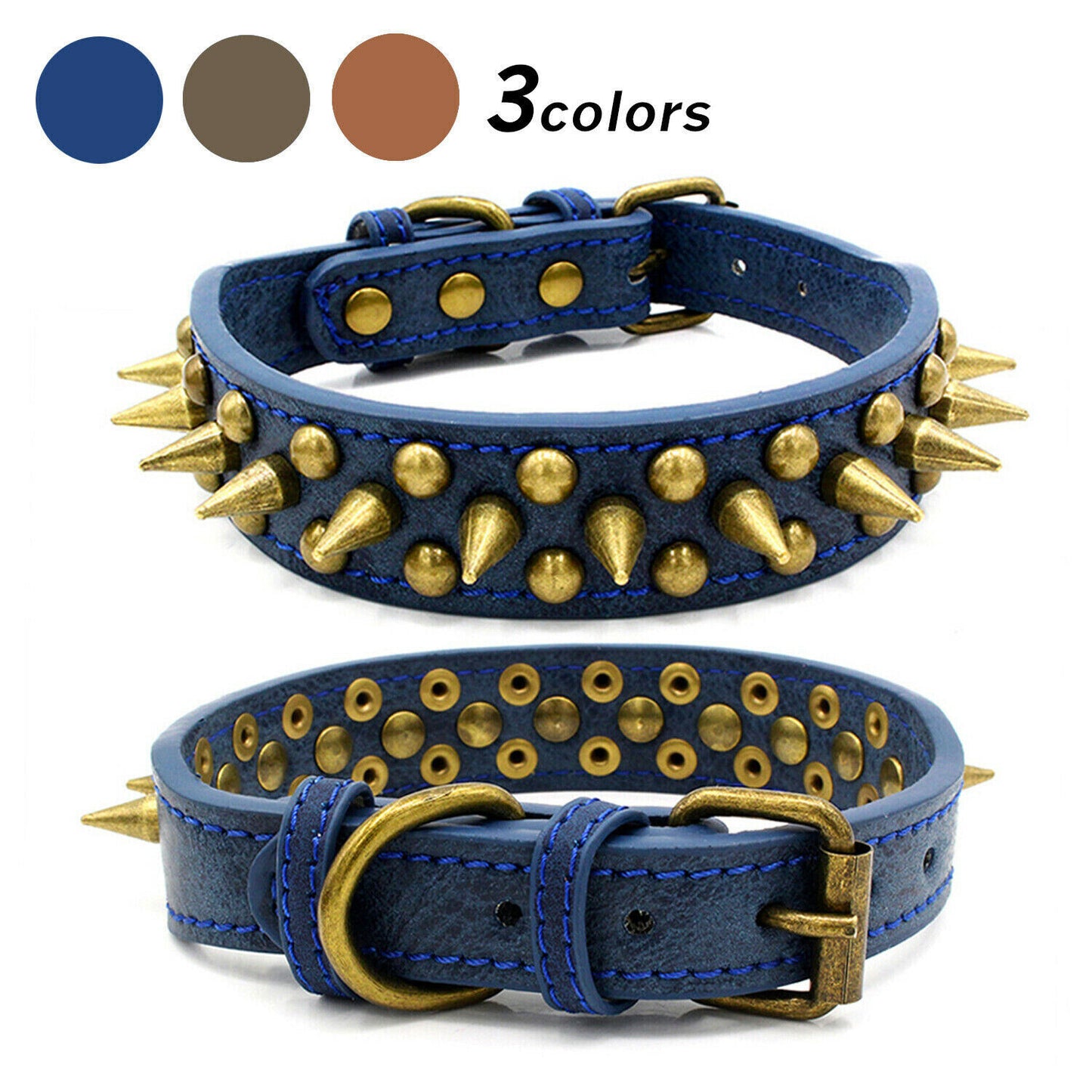 Pet Leather Collar Pit Bull S-XL