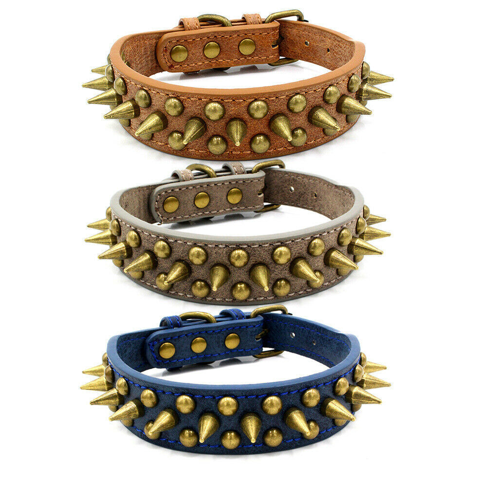 Pet Leather Collar Pit Bull S-XL