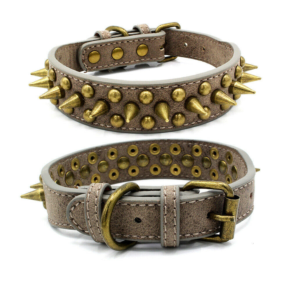 Pet Leather Collar Pit Bull S-XL